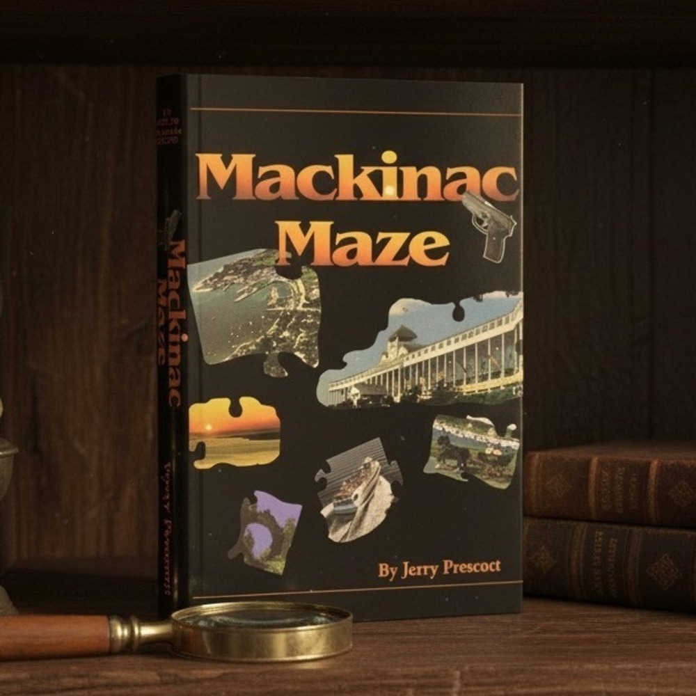 Mackinac Maze by Jerry Prescott, Signed First Edition Hardcover, 1997 Mystery‎